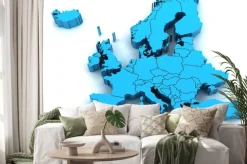 Naklejka: Szczegóły mapa europy z granicami państwowymi