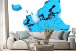 Naklejka: Szczegóły mapa europy z granicami państwowymi