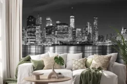 Naklejka: Szeroka panorama nowego jorku nocą