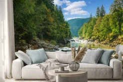 Naklejka: Szeroka rzeka w górach