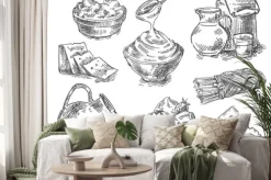 Naklejka: Szkic produktów nabiałowych