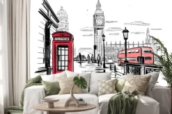Naklejka: Szkic ze słynnymi obiektami londynu