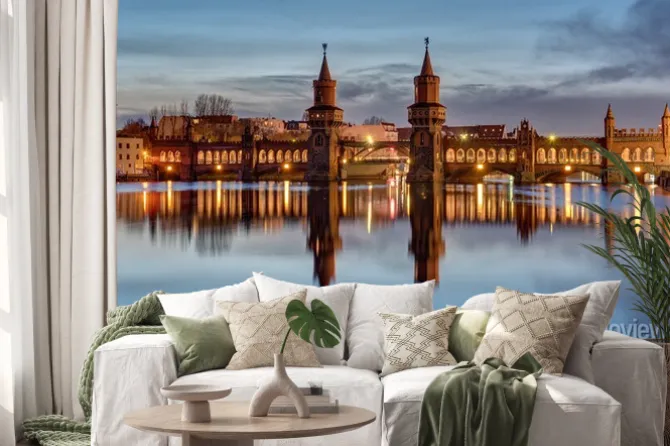 Naklejka: Szprewy i oberbaumbruecke w berlinie o świcie