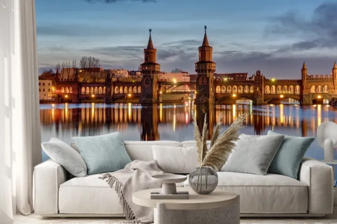 Naklejka: Szprewy i oberbaumbruecke w berlinie o świcie