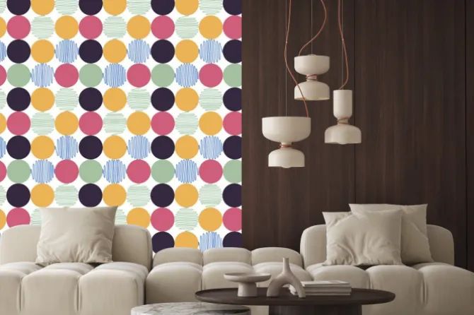 Naklejka: Szwu, tkaniny polka dot, tapety