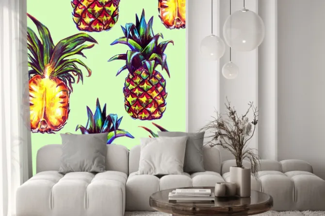 Naklejka: Szwu z roślin tropikalnych i owoców