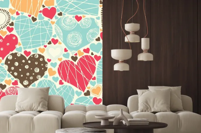 Naklejka: Szwu z serca w stylu retro