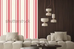 Naklejka: Taflowy, gładki, cienki jasnoróżowy szablon w prążki w artystycznym