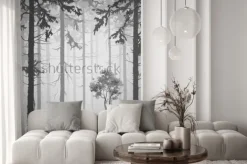 Naklejka: Tajemniczy las w wersji monochromatycznej