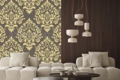 Naklejka: Tapeta w stylu baroku. bezszwowe tło. złoty i szary ornament