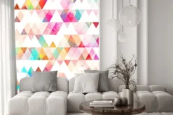 Naklejka: Tęczowy wzór geometryczny w trójkąty
