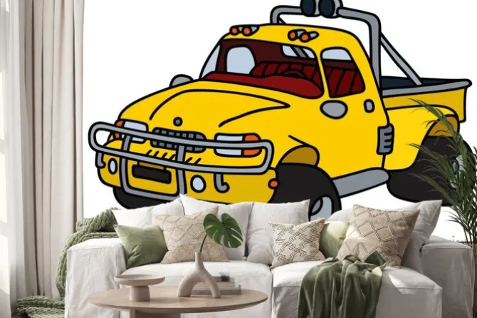 Naklejka: Żółte auto terenowe