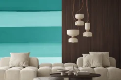 Naklejka: Teal blue colored horizontal stripes pattern wooden board for