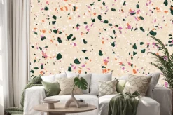 Naklejka: Terrazzo texture. polished concrete floor and wall pattern. color