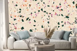 Naklejka: Terrazzo texture. polished concrete floor and wall pattern. color