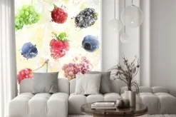 Naklejka: Tło akwarela owoce