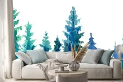 Naklejka: Tło lasu. ilustracja akwarela