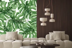 Naklejka: Tło lato. tropikalne liście palmowe, dżungla pozostawia bez szwu