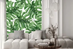 Naklejka: Tło lato. tropikalne liście palmowe, dżungla pozostawia bez szwu