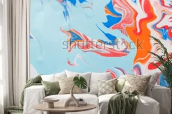 Naklejka: Tło marmuru płynnego marszczenia. malarstwo płynne streszczenie