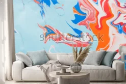 Naklejka: Tło marmuru płynnego marszczenia. malarstwo płynne streszczenie