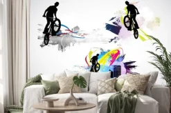 Naklejka: Tło sport. bmx rider