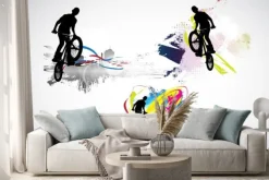 Naklejka: Tło sport. bmx rider