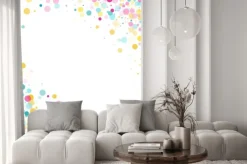 Naklejka: Tło uroczysty konfetti okrągłe memphis w niebiesko-niebieski,