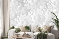Naklejka: Tło z białych kwiatów 3d