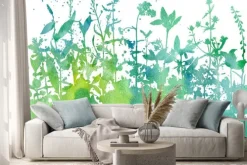 Naklejka: Tło z rysunku ziół i kwiatów