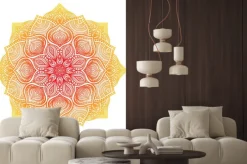 Naklejka: Żółto-czerwony kwiat w stylu mandali