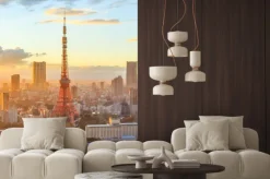 Naklejka: Tokio panoramę miasta na zachód słońca w tokio