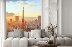 Naklejka: Tokio panoramę miasta na zachód słońca w tokio