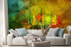 Naklejka: Tokyo city skyline na tle grunge ilustracja