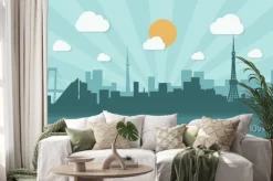 Naklejka: Tokyo skyline - płaska