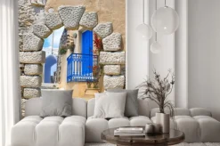 Naklejka: Traditional architecture of oia village on santorini island,