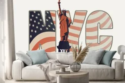 Naklejka: Transparent wektor z literami nyc z wizerunkiem amerykańskiej