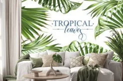 Naklejka: Transparent www tropikalnych liści