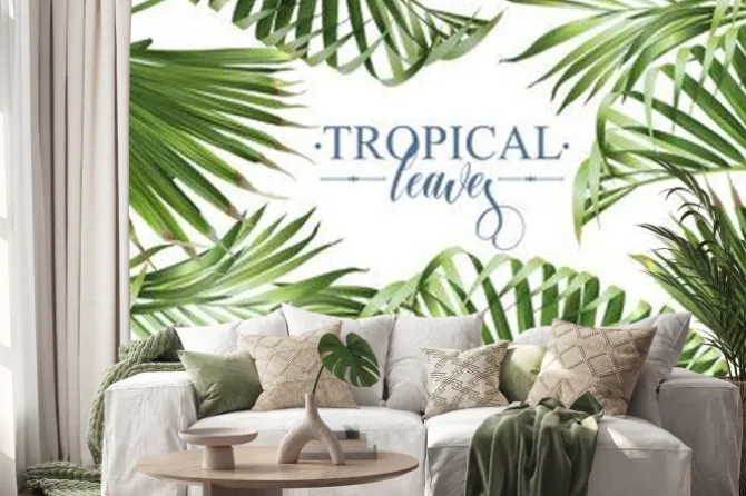 Naklejka: Transparent www tropikalnych liści