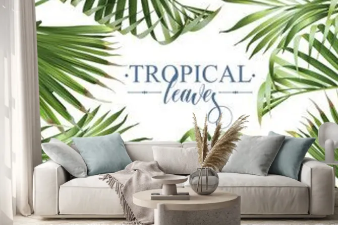 Naklejka: Transparent www tropikalnych liści