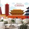 Naklejka: Travel china budynku i miasta, miejsca, atrakcji, tradycyjna