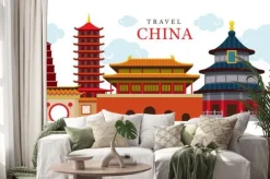 Naklejka: Travel china budynku i miasta, miejsca, atrakcji, tradycyjna