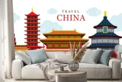 Naklejka: Travel china budynku i miasta, miejsca, atrakcji, tradycyjna