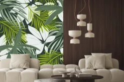 Naklejka: Trending abstract seamless pattern with colorful tropical leaves