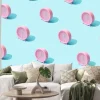 Naklejka: Trendy sunlight summer pattern made with pink clock on bright