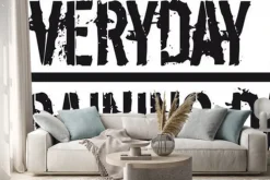 Naklejka: Treningowy napis motywacyjny ze sztangą