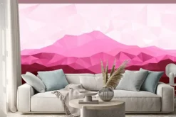 Naklejka: Trójkąt low poly wielokąta geometryczne tło z różowym góry