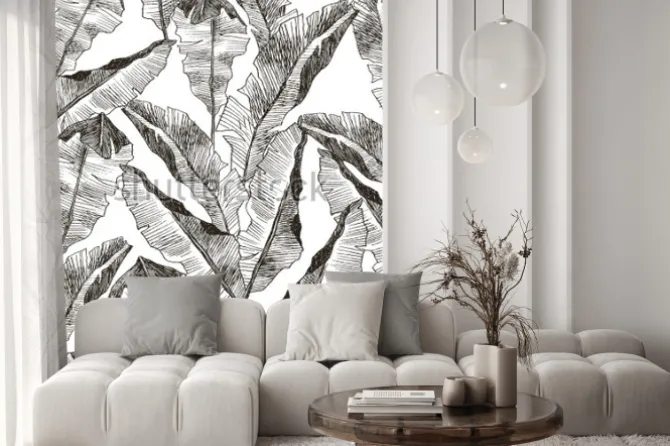 Naklejka: Tropic plants floral seamless jungle pattern. print vector background