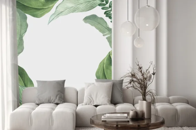 Naklejka: Tropical leaves frame