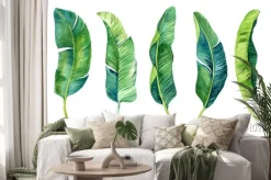 Naklejka: Tropical leaves, palm leaves drawn by hand. set of watercolor